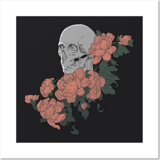 Skull and flowers Posters and Art